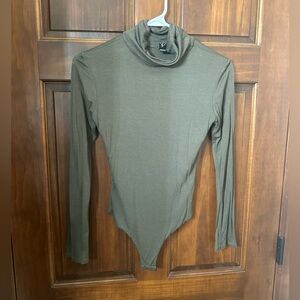 Olive Green Long Sleeve Turtleneck Bodysuit